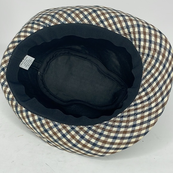 Men’s Pendleton Navy Blue, Brown and Creamy White Houndstooth Fedora Hat - Picture 8 of 11